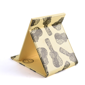 Pu Leather Yellow Rectangle Folding Table <b>Standing</b> Single Side Makeup Cosmetic Mirror - Product Image 5