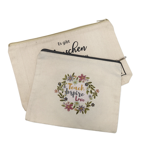 Bán Buôn Biểu Tượng Tùy Chỉnh Thân Thiện Với Môi Bông Vải Dây Kéo Xách Tay Mỹ Phẩm Trang Điểm Túi Bút Trường Hợp Lưu Trữ Du Lịch Cho Pouch - Product Image 6