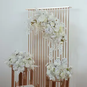 3個セットカスタマイズされた花の背景列アーチ人工三角形結婚式の背景のために花をぶら下げ