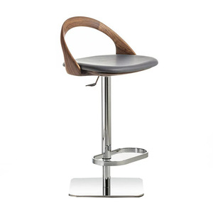 Silla de Barra Alta de Cuero Moderna de Lujo Escandinavo con Base de Acero Inoxidable para <span class=keywords><strong>Bar</strong></span> en Casa y Comedor - Product Image 1