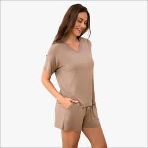 Ensemble de pyjama en coton tricoté pour femmes, personnalisable, respirant, manches courtes, vêtements de nuit pour femmes - Product Image 4