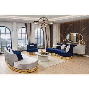 ชุดโซฟาในร่มหรูหราทันสมัย, ชุดผ้ากำมะหยี่สีทองขยายได้สำหรับห้องนั่งเล่นโรงแรมแผนกต้อนรับห้องโถง - Product Image 3