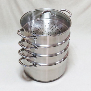 Juego de utensilios de Cocina de Inducción de acero inoxidable de diseño clásico personalizado al por mayor, ollas de cocina de vapor de Metal - Product Image 1