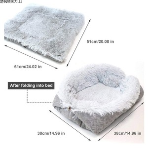 Cama Redonda de Felpa para Gatos con Diseño de Rayas, Tapete Cálido de Doble Uso para Gatos, Perros y Reptiles Pequeños, Personalizable OEM - Product Image 2