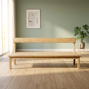 Lit de repos extérieur en teck à profil bas avec dossier flottant pour patio - Product Image 3