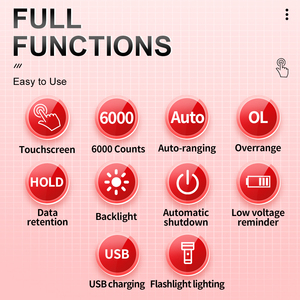 5.0" Colorful Full Touchscreen Displaying Auto-ranging 6000 Counts Smart Multi Tester Rechargeable - Product Image 3