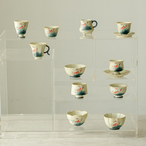 Tazza di degustazione in ceramica di loto rosso blu bianco dipinta a mano tazza di Kung Fu di fascia alta Set da tè moderna tazza da tè in ceramica - Product Image 1