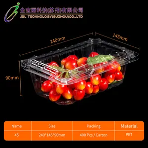 Benutzer definierte klare transparente Lebensmittel behälter PET Einweg Kunststoff Clam shell Gemüse Obst Verpackungs box für Trauben Litschi Kirsche