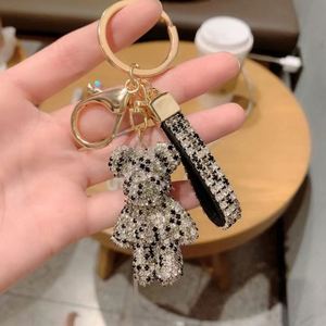 <b>Custom</b> Rhinestone Bear Diamond <b>Key</b> <b>Ring</b> Leather Strap Wristlet Car <b>Key</b> Chain Bag Charm Crystal Bling Keychains - Product Image 6