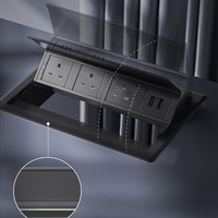Regleta de Enchufes para Mesa de Conferencias KLASS, Específica para Oficina, de Alta Calidad, con Tapa Abatible, Enchufe de Datos y Energía Oculto en la Superficie de la Mesa