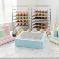 Boîte à cupcakes et muffins en carton blanc avec fenêtre transparente, 12 compartiments, pliable, finition brillante, pour le stockage alimentaire