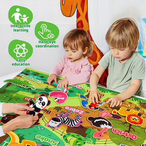 VENTA CALIENTE reutilizable vívido patrón zoológico selva animal franela fieltro story board set con diseño <span class=keywords><strong>de</strong></span> velcro para el desarrollo intelectual - Product Image 4