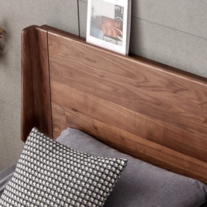 Solid Wood <b>Bed</b> Black Walnut Modern Minimalist Nordic Style 1.8M Platform <b>Double</b> <b>Bed</b> Bedroom Furniture - Product Image 2