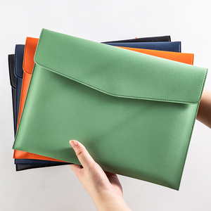 Đa chức năng màu xanh A4 tổ chức biểu tượng tùy chỉnh phong bì thư mục tập tin với nút từ <span class=keywords><strong>PU</strong></span> da không thấm nước túi tài liệu - Product Image 5