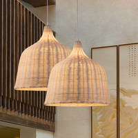 Lampe suspendue en rotin ovale, en bambou naturel tissé, douille E27, décoration intérieure, salle à manger, cuisine, café, restaurant