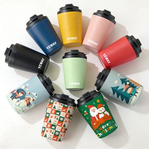 Gobelet à café isotherme en acier inoxydable mat, écologique, tasse de bureau au design classique, 12 oz/16 oz, couvercle anti-fuite, 6 à 12 heures - Product Image 1