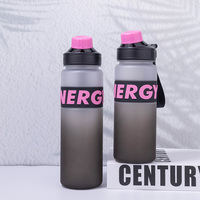 Bouteille d'eau de sport et de voyage grande capacité, dégradé de couleurs givrées, avec couvercle à ouverture rapide, sangle de transport, anti-fuite