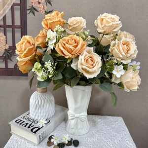 Once rosas grandes simuladas por ramo flores de seda para boda salón de bodas decoración de pared de fondo - Product Image 4