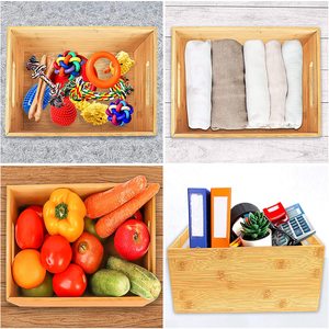 Bamboo Wood Storage Box Home, Office, Kitchen &amp; Bathroom Organising Bin Stackable Wooden Pantry <strong>Cupboard</strong> <strong>Shelf</strong> <strong>Organiser</strong> - Product Image 6