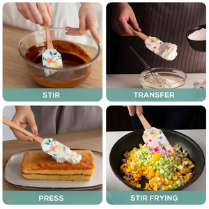 Spatule à gâteau en silicone avec manche en bois, spatule à pâtisserie résistante à la chaleur de qualité alimentaire en gros, outils de cuisson avec logo personnalisé - Product Image 3