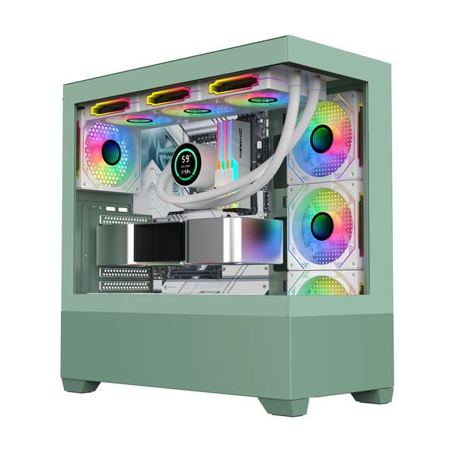 2024 New Trend Gaming Computer Case Factory ODM Fashion Mix Color PC Case Dual Tempered Glass Computer Cabinet Gamer ATX PC Case
