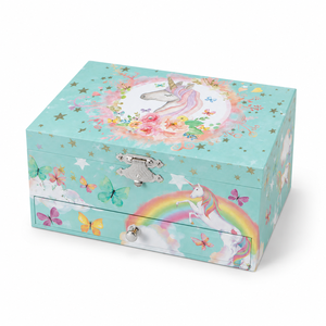 Elegant Kids Musical Jewelry <b>Box</b> with <b>Drawer</b> Spinning Unicorn/Ballerina Figurine Soft Fabric Lined Jewelry <b>Storage</b> Organizer - Product Image 5