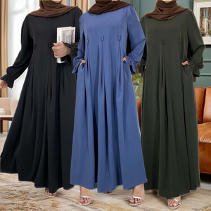 New Arrival Premium Modest Closed Abaya <b>for</b> Muslim Women Pockets Stylish Flowy Floor Length Hem-Summer Lightweight Breathable - Product Image 2