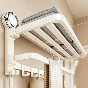Portasciugamani <span class=keywords><strong>a</strong></span> <span class=keywords><strong>ventosa</strong></span>, mensola da bagno <span class=keywords><strong>a</strong></span> parete senza foratura, organizer doccia multifunzionale bianco latte - Product Image 1