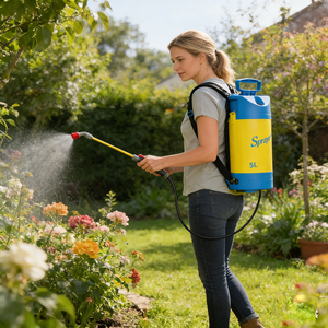 Pulvérisateur à dos automatique en plastique agricole 5L, réservoir de pesticide à pression manuelle haute pression pour la désinfection de petits jardins - Product Image 1