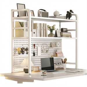 Customizable Size Modern Iron Multifunction Living Room & Student <b>Desk</b> Storage Shelves-Bookshelf with Wall Mount Cubby Shelf - Product Image 1