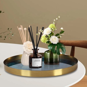 Décor de <span class=keywords><strong>maison</strong></span> de Noël Jane European Light Luxury Restaurant Hotel Blue Glass Agate Pattern Tray - Product Image 2