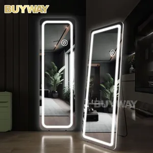 Espelho luxuoso de parede para decoração moderna de casa, espelho luxuoso com moldura de metal, espelho grande e grande, ideal para chão