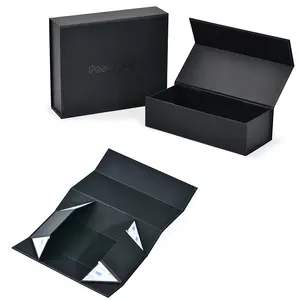 商务矩形扁平可折叠大定制折叠小黑纸纸板箱包装带标志
