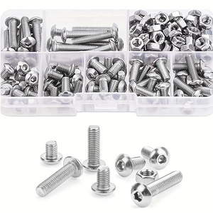 304 Stainless Steel Round Head Hex Socket Screw Set 180pcs With Nuts Boxed For General Use - Product Image 2