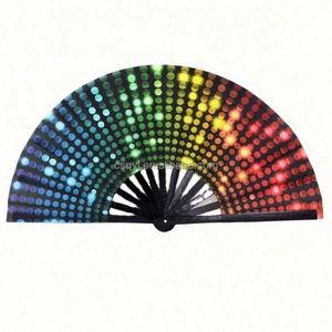 Abanicos Plegables de Bambú Negro Resistentes de 33 cm, Abanico Grande para Fiestas y Baile con Logotipo Personalizado Impreso - Product Image 3