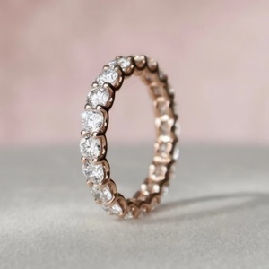 Bague en or 18 carats avec diamant cultivé en laboratoire IGI, bande éternelle entièrement sertie de diamants ronds, bijoux de mariage et de fiançailles pour femmes - Product Image 2