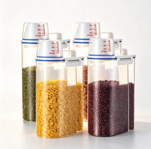 Conteneur de stockage de riz en plastique antibactérien, distributeur de céréales, seau de stockage alimentaire pour la cuisine avec <span class=keywords><strong>bec</strong></span> verseur et tasse doseuse - Product Image 1