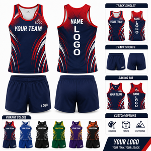 Custom Track And Field Uniforms Men <b>Women</b> Sublimated Racing <b>Singlet</b> Shorts Team Athletics Competition Kit With Name Number - Product Image 2
