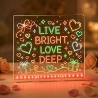 Tableau d'affichage LED lumineux - Tableau d'écriture effaçable à sec réutilisable et à intensité réglable avec support pour la décoration intérieure et les magasins de détail