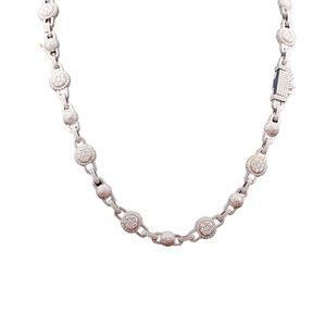 Cadena Cubana <span class=keywords><strong>de</strong></span> <span class=keywords><strong>Plata</strong></span> con Eslabones <span class=keywords><strong>de</strong></span> Disco Redondos y Bolas, Totalmente Pavimentada con Moissanita, Estilo Hip Hop, <span class=keywords><strong>de</strong></span> Fábrica <span class=keywords><strong>de</strong></span> Joyería Source - Product Image 1