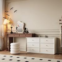 Bureau de toilette en forme de L avec commode à 6 tiroirs, meuble de rangement moderne pour maquillage de chevet