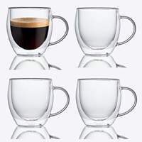 EX-02 Grosir Gelas Kopi Kaca Borosilikat Gelas Kopi Latte Teh Gelas Kopi Berlapis Ganda dengan Pegangan