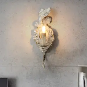 220v 230v retro french white wood wall light fixture candles wall sconces for living room