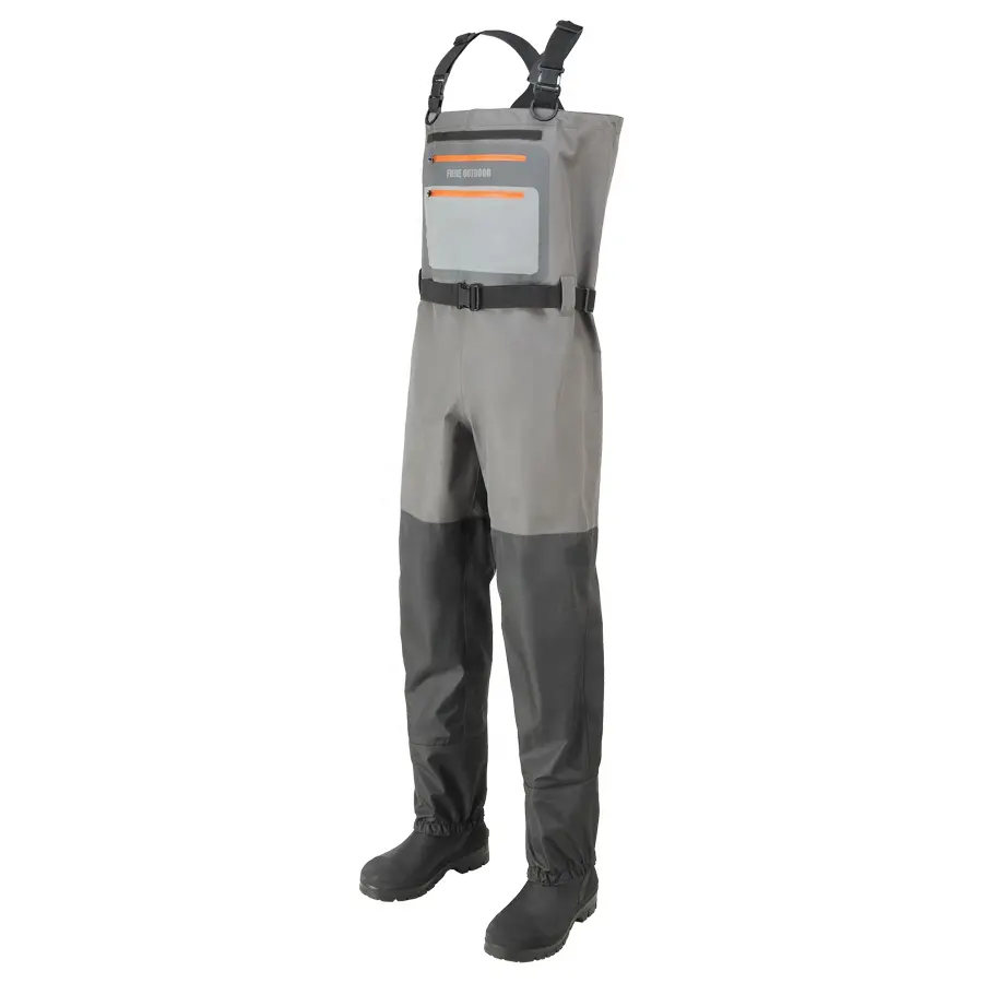 Wader berpori pria tahan air Stockingfoot wader dada dengan kantong ritsleting ringan Fly Fishing wader