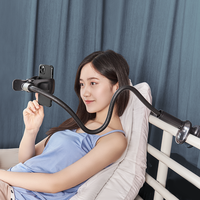 Support de téléphone portable pour lit, support de téléphone de chevet à col de cygne avec pince réglable 360 et bras Long Flexible