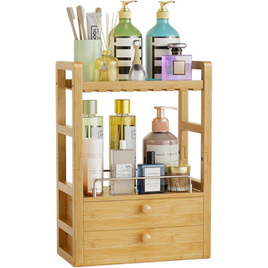 Bamboo <b>Storage</b> Rack 4 Layers With <b>Drawers</b> Multi Tier Kitchen Organizer Desktop Condiment Holder Rectangle Standing Type - Product Image 5