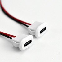 Connecteur femelle USB-C de type panneau LN-001 pré-câblé, boîtier blanc, prise de charge USB-C avec fils à souder pour câble personnalisé