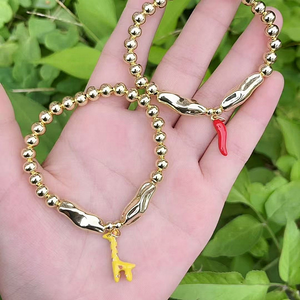 <span class=keywords><strong>Bracelet</strong></span> en perles de cuivre CH-LAT0443 avec breloque éléphant/carotte <span class=keywords><strong>bracelet</strong></span> poivre plaqué or chaîne <span class=keywords><strong>girafe</strong></span> émail bijoux en gros - Product Image 2