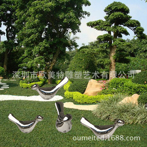 Sculpture de pigeon en acier inoxydable, décoration de pelouse extérieure, figurine animale, ornement artistique à poser au sol - Product Image 3