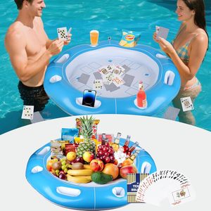 Inflatable Game <b>Table</b> With Cup Holders For Pool <b>Parties</b> Vinyl Floating Chess Board And Drink Cooler Float - Product Image 2